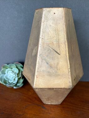 Creative Co-op Geometric Faceted Metal Brass Finish Vase